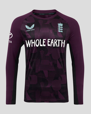 Purple sports jersey with 'Whole Earth' branding on a gray background