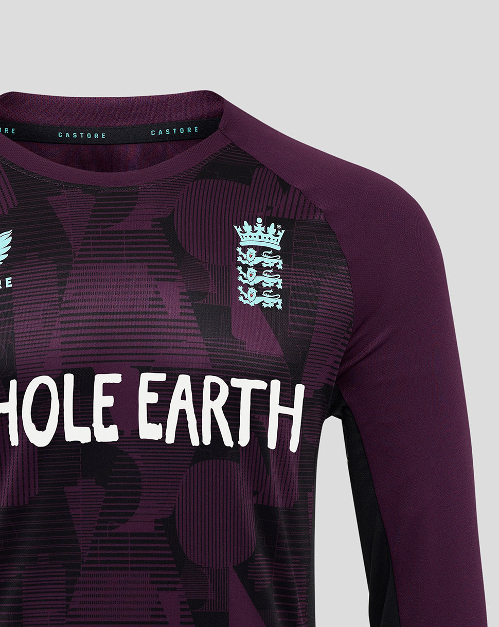 Purple sports jersey with text and logo on a gray background