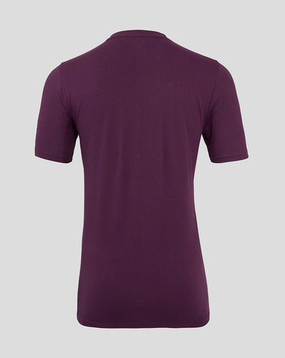 Back view of the purple England cricket tee with short sleeves and plain back.