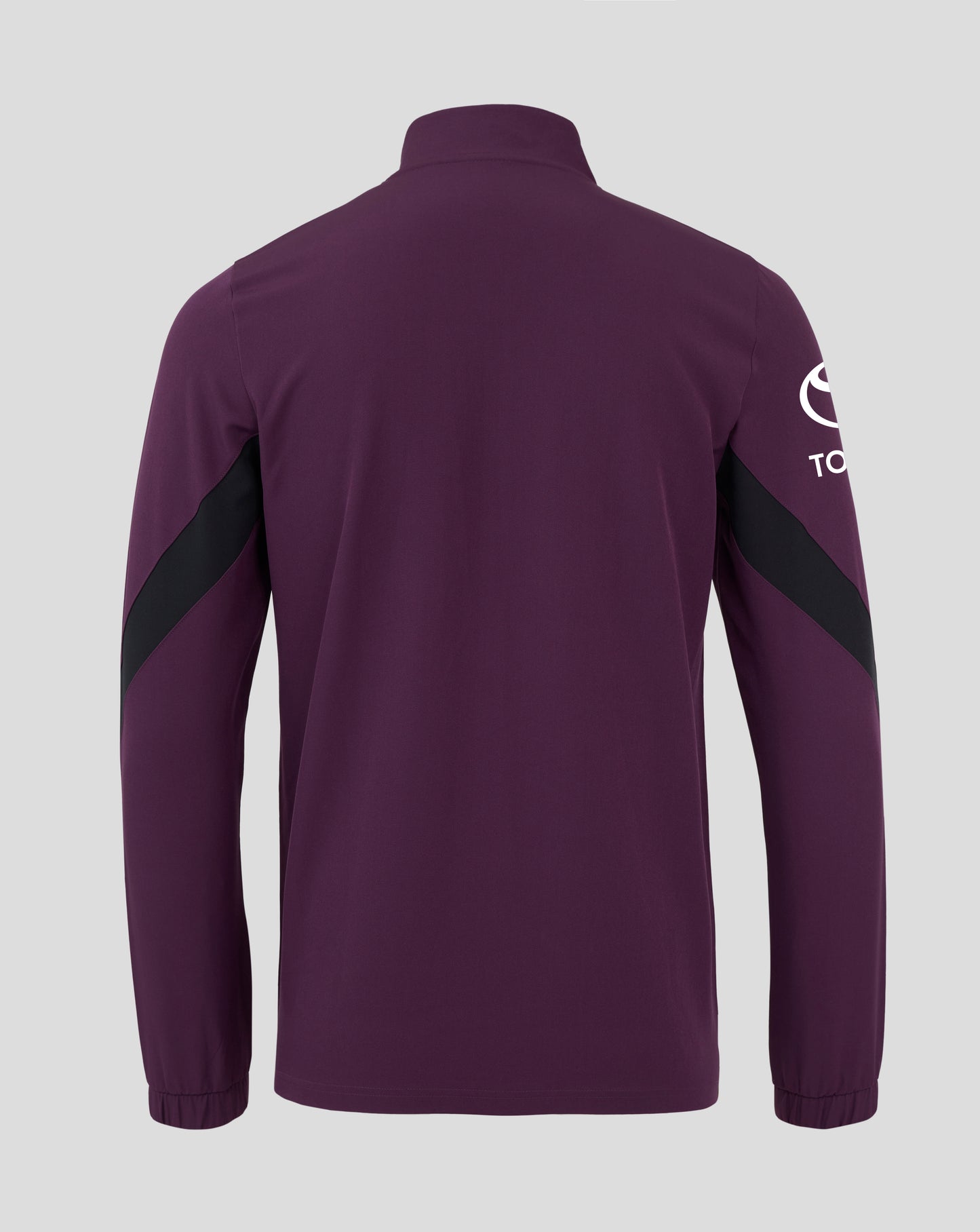 Back view of England Cricket Men's 25/26 Anthem Jacket in deep purple with black sleeve panels