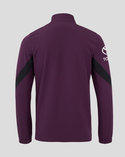 Back view of England Cricket Men's 25/26 Anthem Jacket in deep purple with black sleeve panels