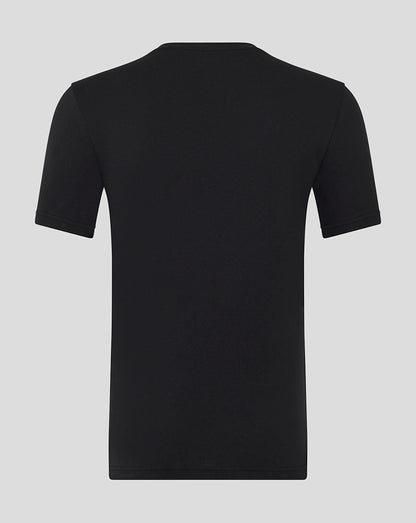 Back view of black Rangers 25/26 presentation logo tee showing plain design