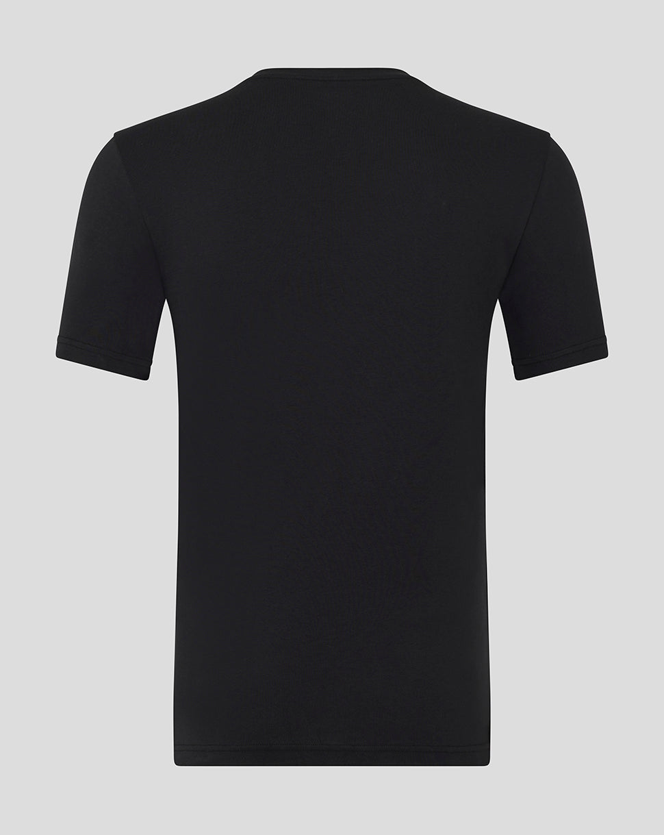 Back view of black Rangers Junior 25/26 presentation tee in caviar with short sleeves