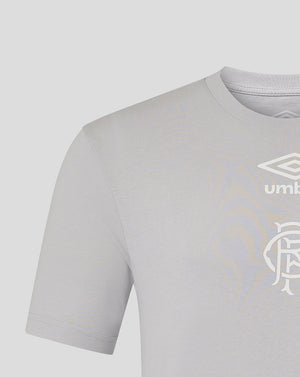 Chest close-up of the microchip Rangers tee showing the Umbro logo and club crest