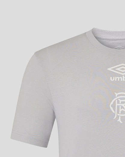 Chest close-up of the microchip Rangers tee showing the Umbro logo and club crest
