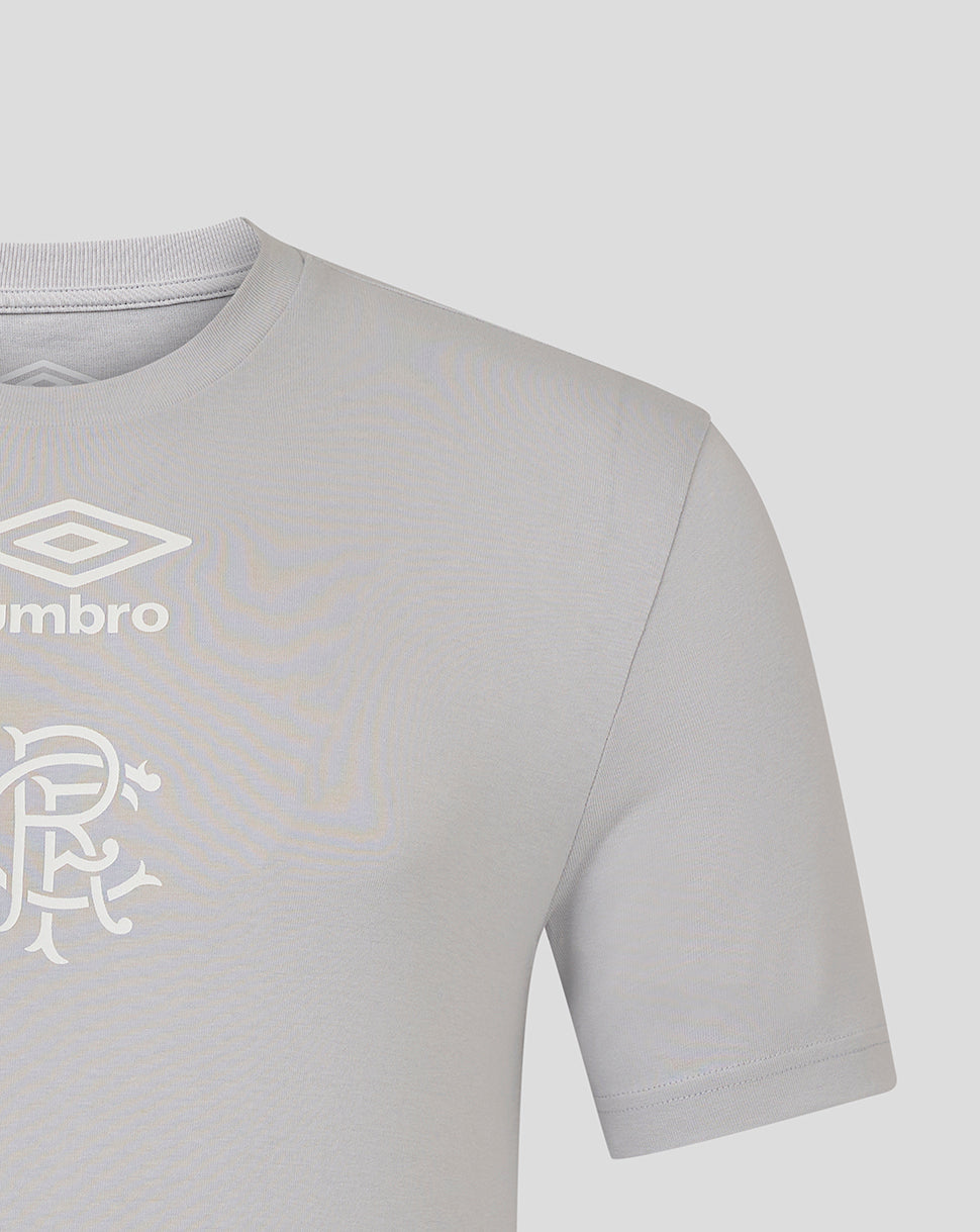 Shoulder and sleeve detail of the grey Rangers tee highlighting fabric texture and stitching