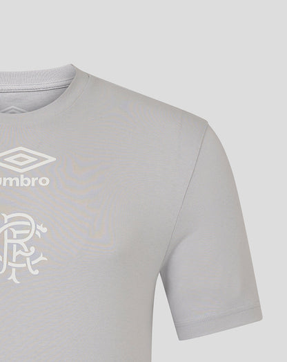 Shoulder and sleeve detail of the grey Rangers tee highlighting fabric texture and stitching