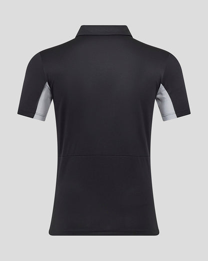 Back view of black Rangers presentation polo with light grey sleeve panels