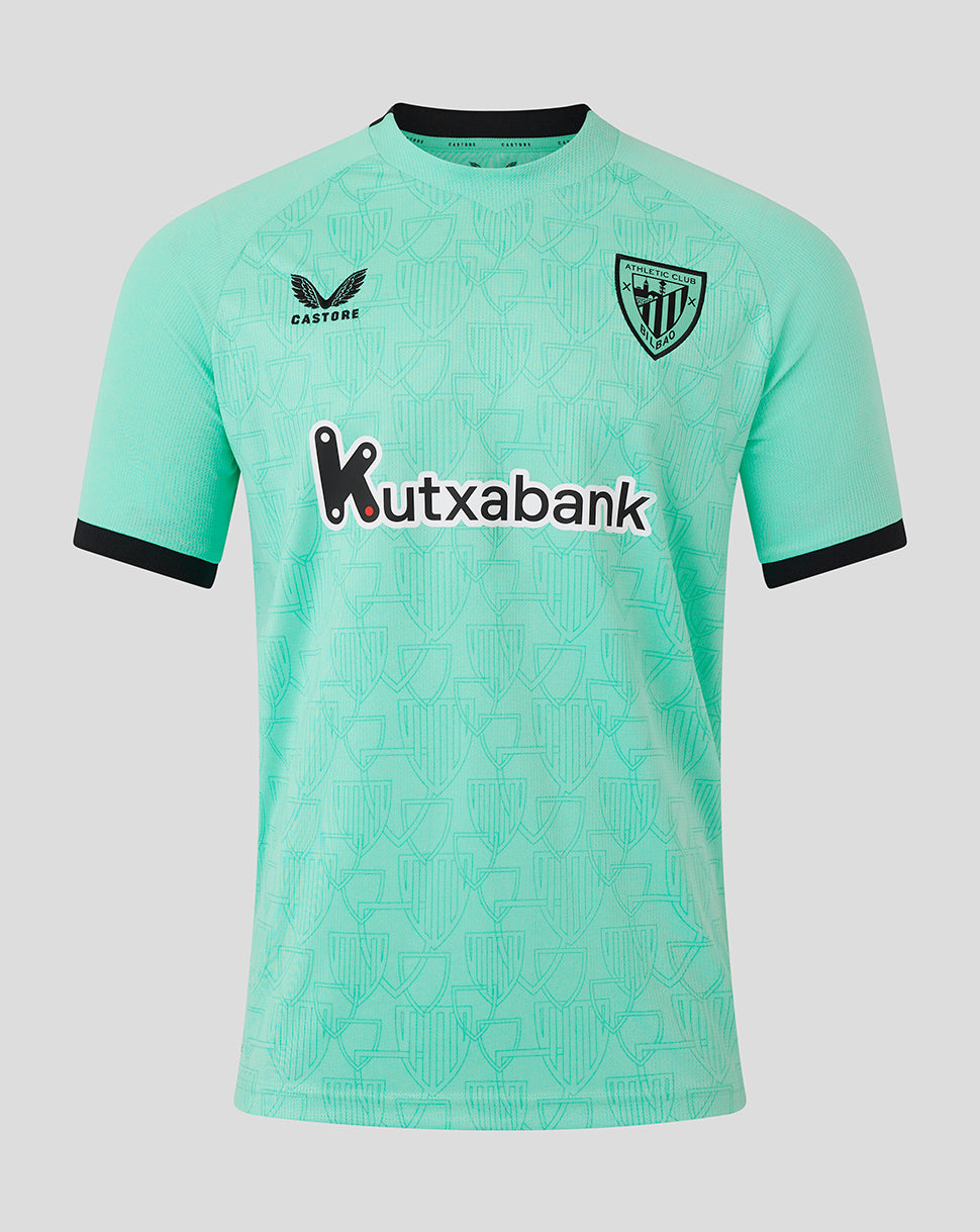 Turquoise Athletic Club Third Shirt with Castore logo on left chest and club crest on right chest