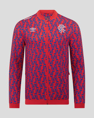 Rangers away matchday jacket in red and blue with club crest and Umbro logo and full front zip