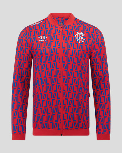 Rangers away matchday jacket in red and blue with club crest and Umbro logo and full front zip