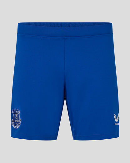 Everton FC blue home shorts with club crest on the left leg and Castore logo on the right leg.