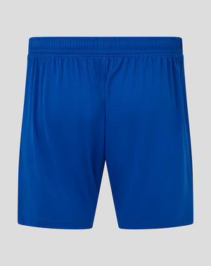 Back view of blue Everton FC shorts with an elastic waistband.