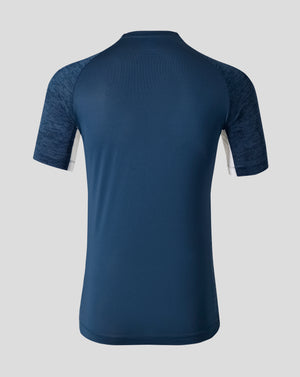 Back view of Everton FC Moonlit Ocean performance short sleeve T-shirt in navy blue fabric.