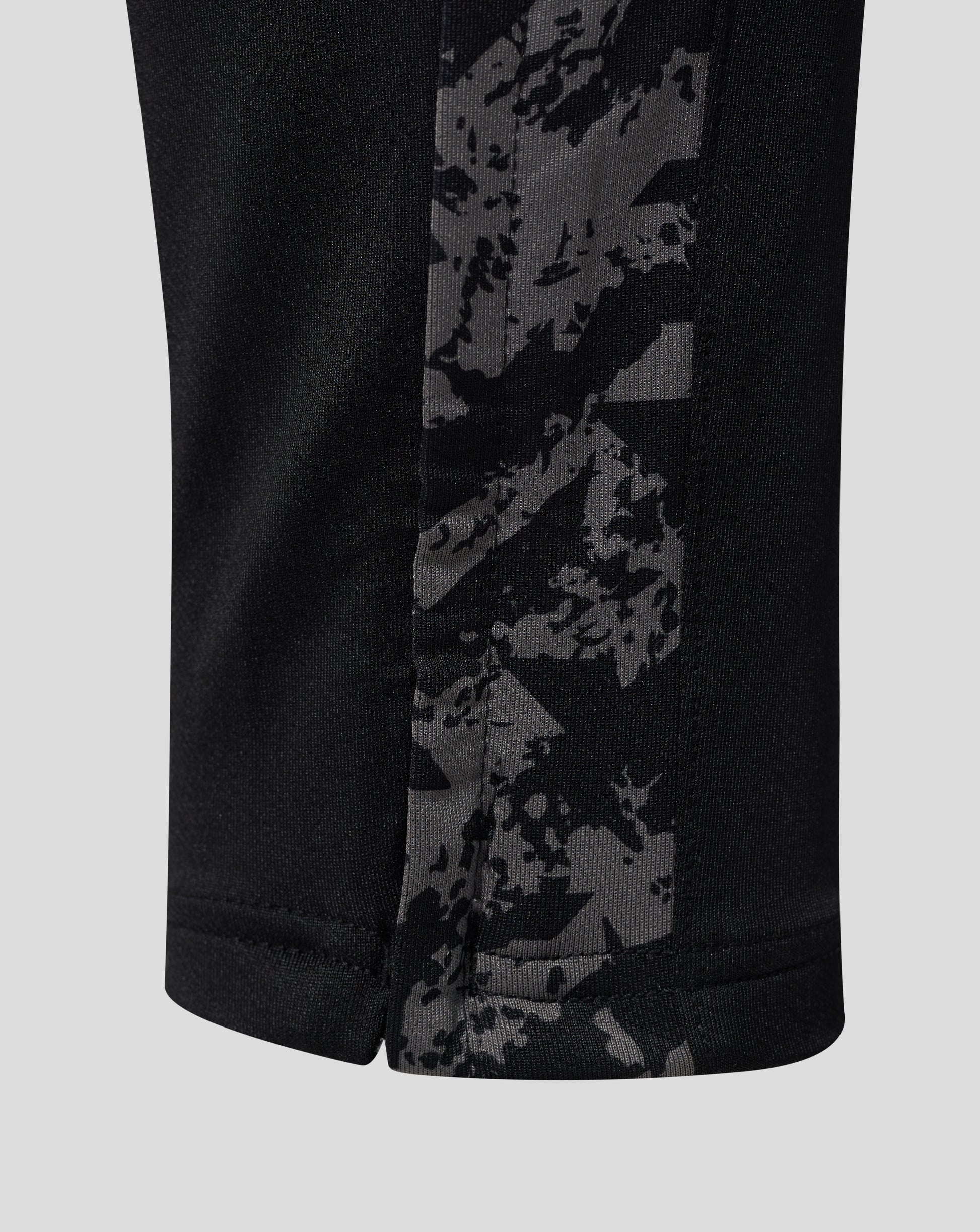 Side stripe with gray camouflage pattern on black Everton performance knit pants