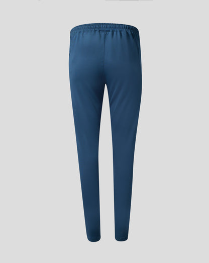 Rear view of Moonlit Ocean blue Everton performance knit pants with an elastic waistband.