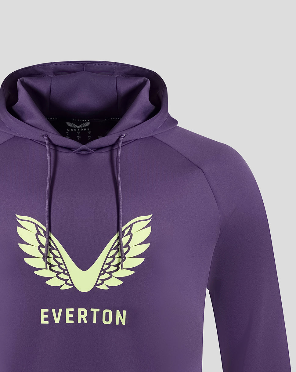 Everton hoodie in Loganberry purple with pale wing emblem and EVERTON lettering