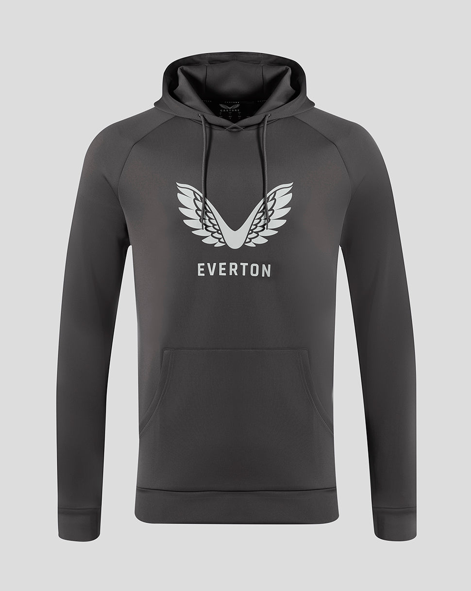 Everton men's presentation hoodie in thunderstorm gray featuring a large white wing logo and EVERTON across the chest