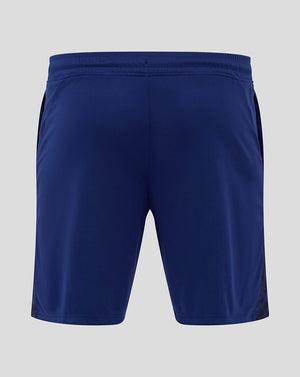 Blue Preston training shorts front view with Castore logo on the right and club crest on the left leg