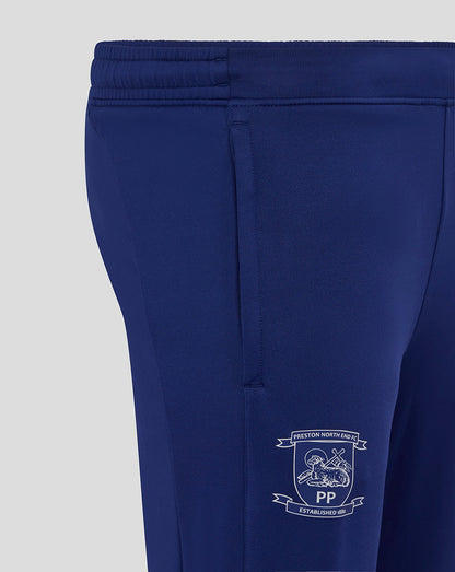 Blue Preston training knit pants with contrast side panel and crest on the thigh