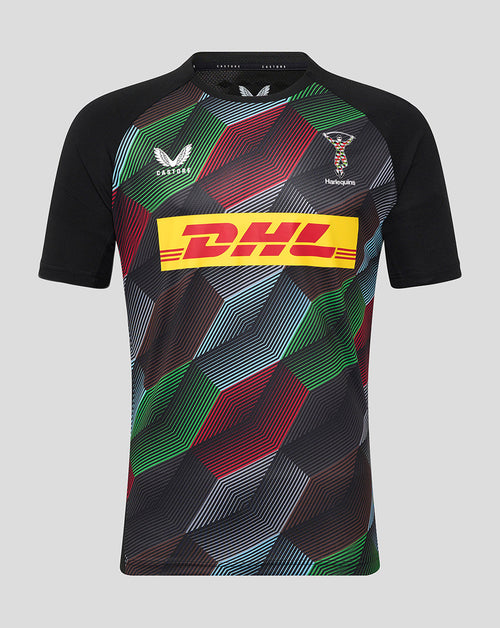 Harlequins Matchday Short Sleeve Tee with geometric pattern and club branding on the chest