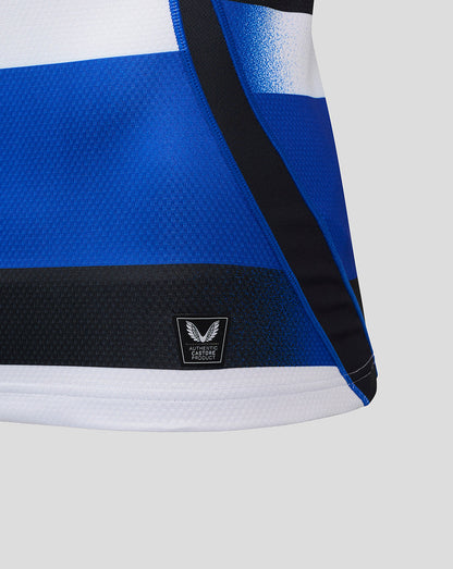 Hem of Bath Rugby Pro Shirt with small square badge at the bottom edge.