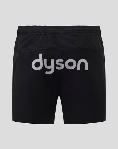 Back view of black Bath Rugby European Pro Shorts with large Dyson branding.