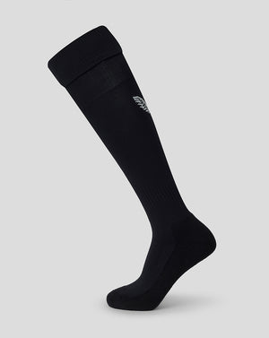 Black Bath Rugby junior sock with ribbed cuff and small logo on leg
