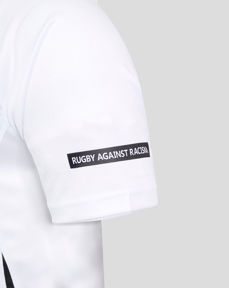 Sleeve detail of the Bath Rugby away shirt with Rugby Against Racism patch.