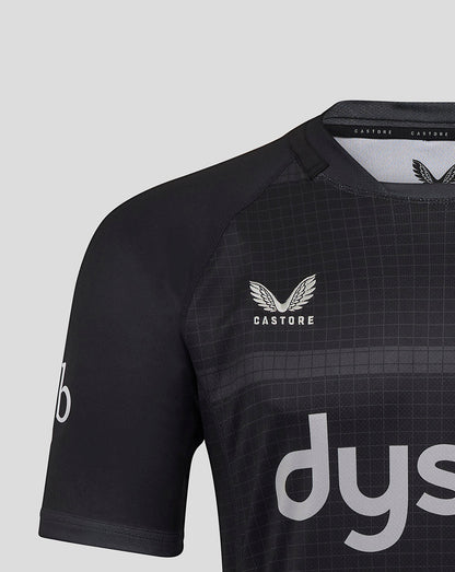 Bath Rugby European replica shirt chest close up with grid pattern and Castore logo