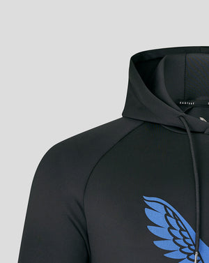 Bath Rugby junior black scuba hoodie with blue wing logo on chest and attached hood