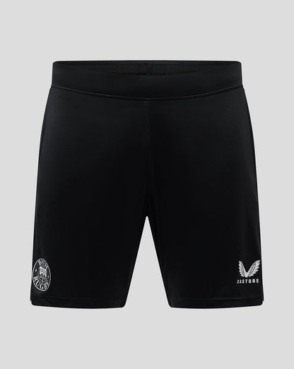 Black Bath Rugby training knit shorts with team crest on the left leg and Castore logo on the right.