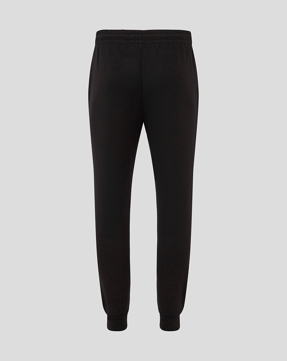 Back view of black Bath Travel Knit Pants with elastic waistband and cuffed ankles