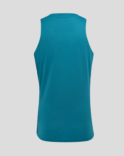 Back view of storm blue England Rugby performance sleeveless singlet
