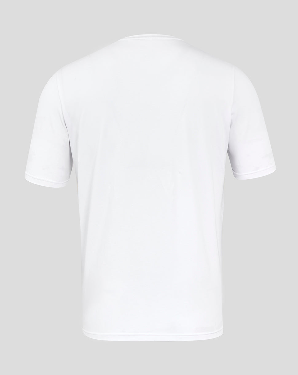 Back view of a white England Rugby travel short sleeve tee