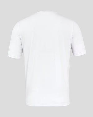 Back view of a white England Rugby travel short sleeve tee