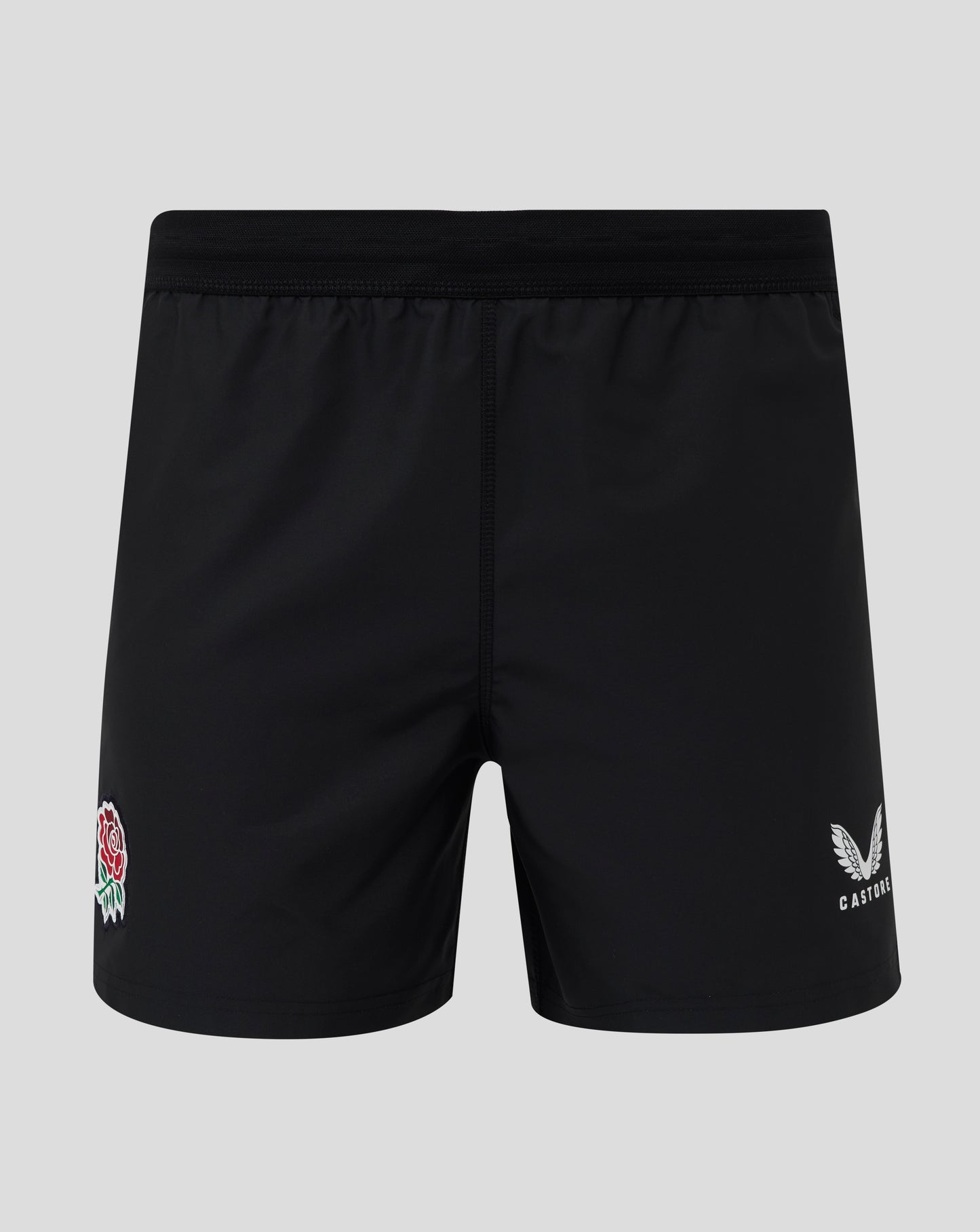 Elasticated waistband with internal drawcord on black England rugby shorts