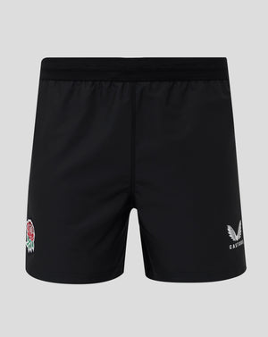 Elasticated waistband with internal drawcord on black England rugby shorts