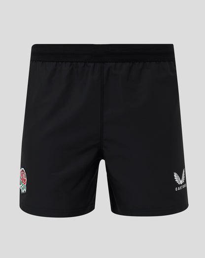 Elasticated waistband with internal drawcord on black England rugby shorts