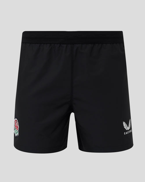 Elasticated waistband with internal drawcord on black England rugby shorts