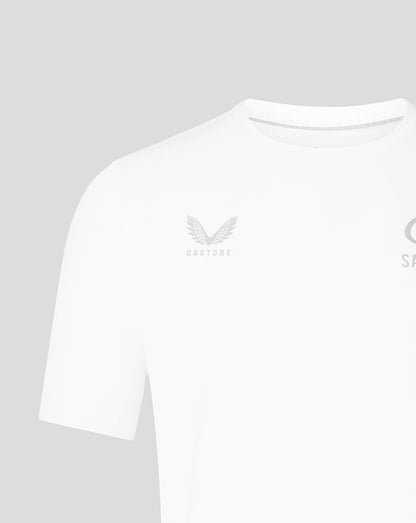 White Saracens travel short sleeve tee with winged Castore logo on the chest