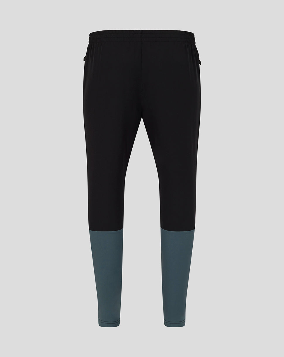AFC Bournemouth men's black presentation pants with teal color blocking on the lower legs and an elastic waistband