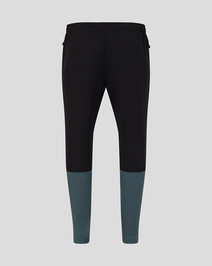 AFC Bournemouth men's black presentation pants with teal color blocking on the lower legs and an elastic waistband