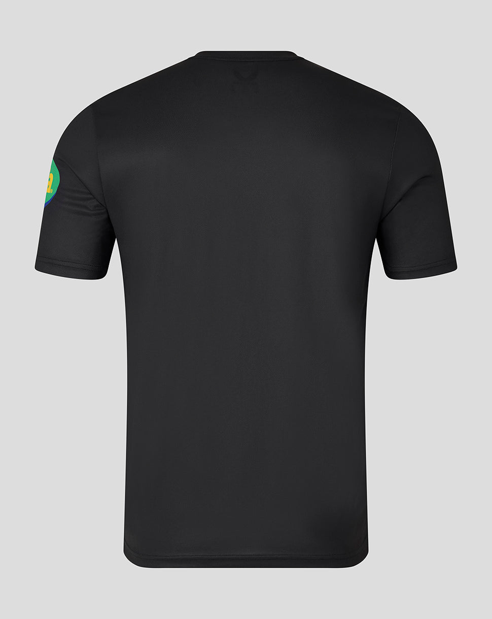 Back view of black Leicester Tigers warm up T shirt