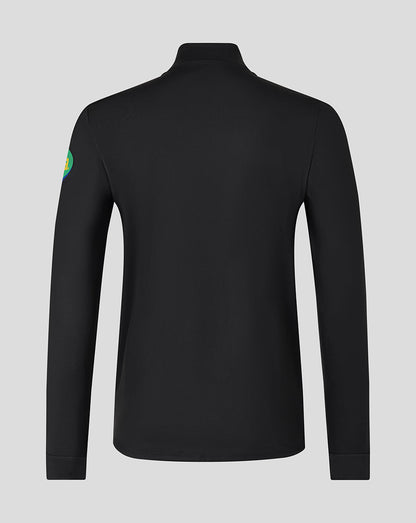 Back view of the black Leicester Tigers training quarter zip top with a clean silhouette