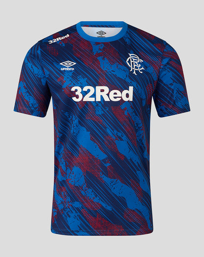 Blue and red sports jersey with '32Red' and Umbro branding on a gray background