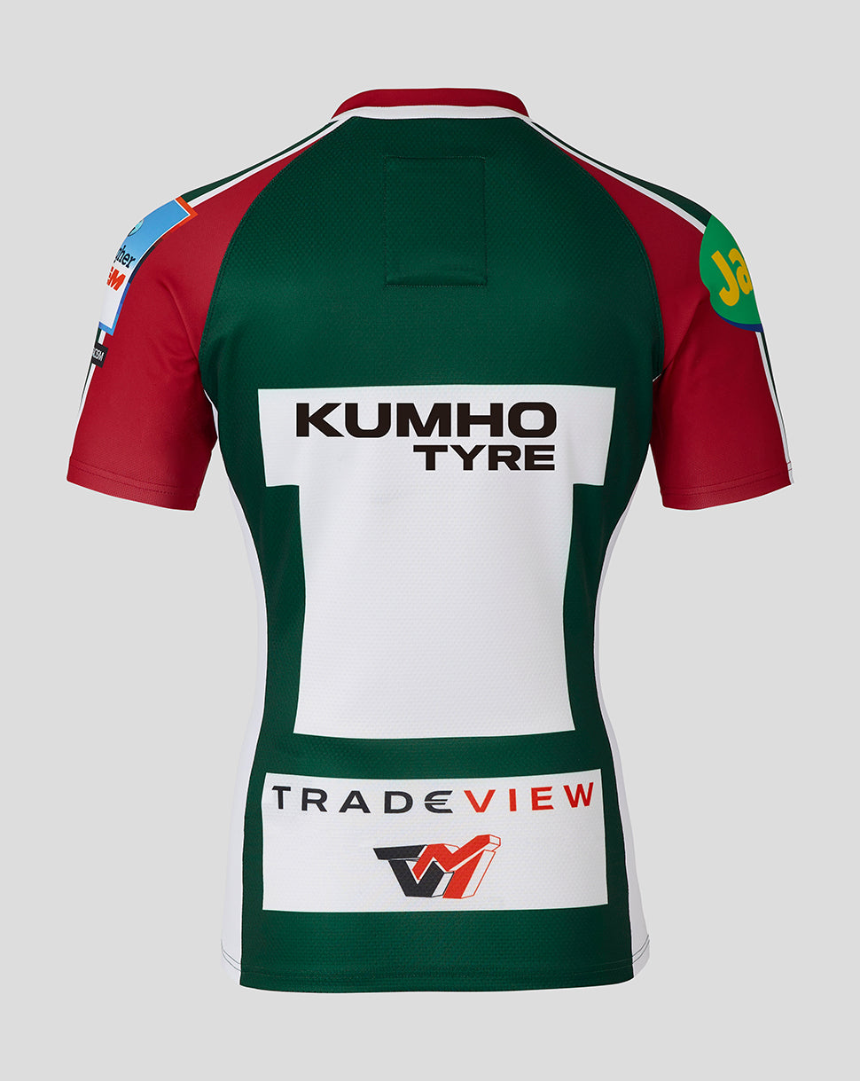Back view of Leicester Tigers 25/26 Pro Home shirt showing Kumho Tyre sponsor and TradeView logo