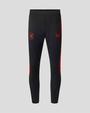 Front view of black Welsh Fire 100 Sub Slim Fit pant with red side panels and branding