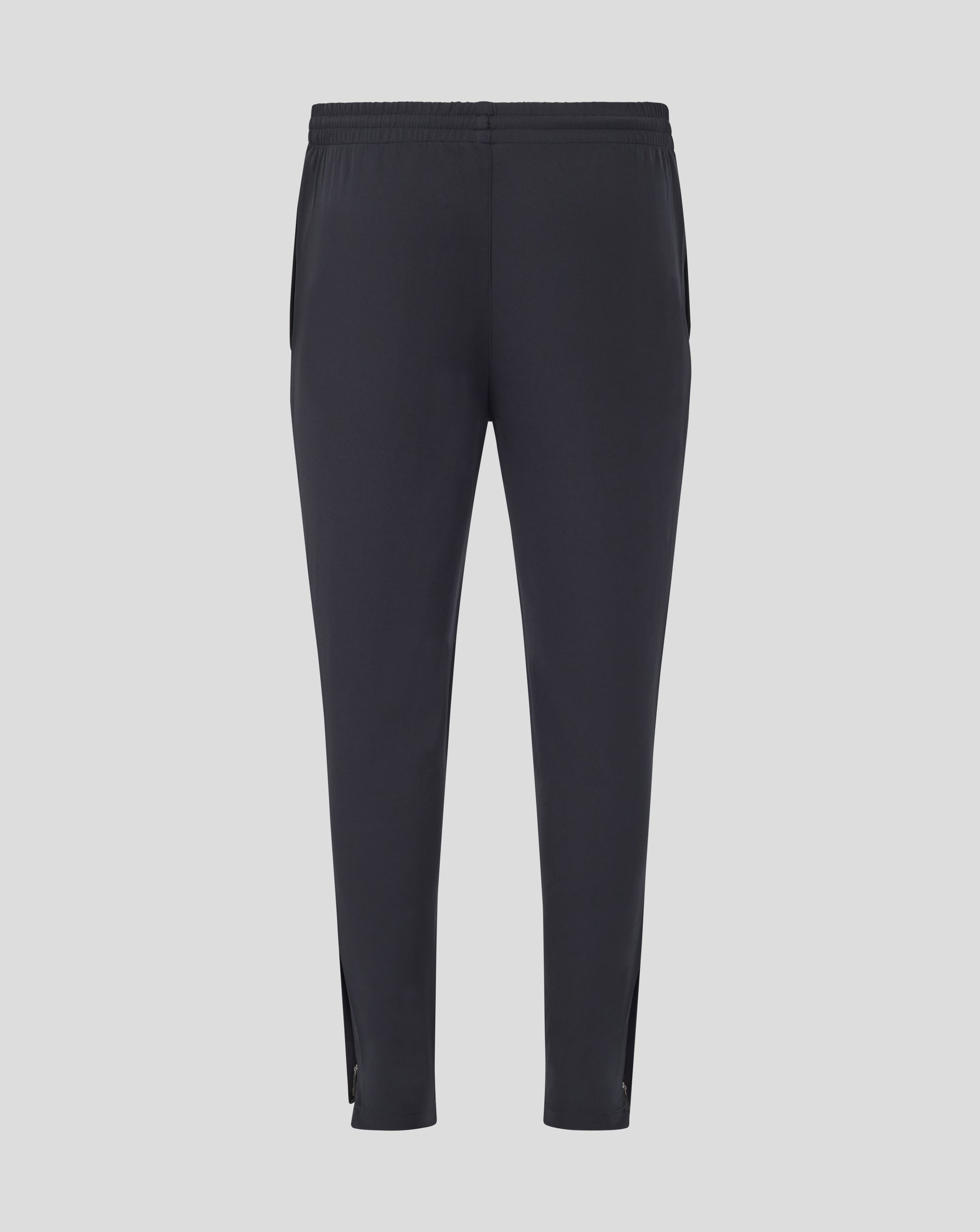 Back view of Leicester Tigers training track pants in dark navy with an elastic waistband.