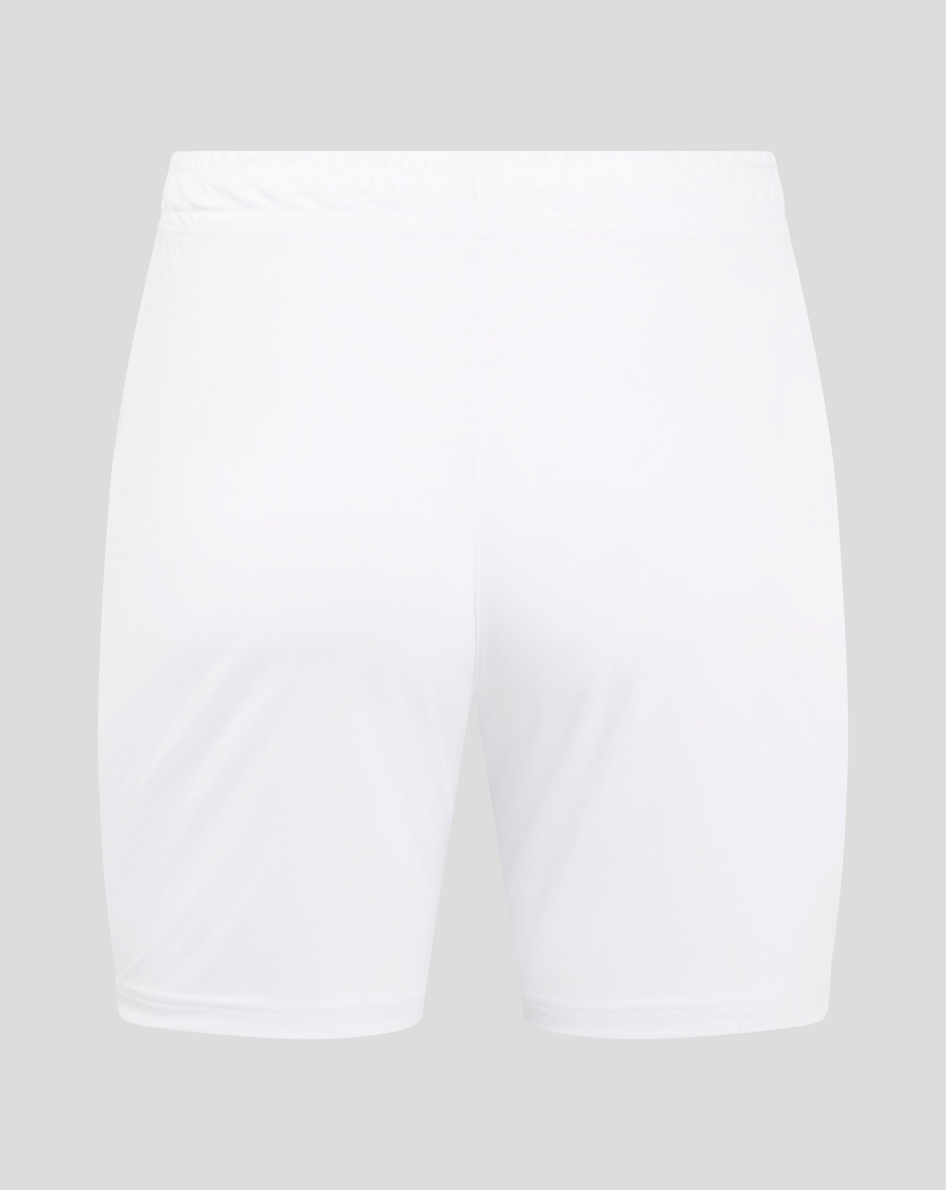 White men's match shorts with elastic waistband and drawcord channel and heat sealed Castore logo